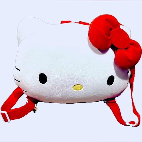 Hello Kitty Red Bow / Head Shaped Plush Backpack - Size Large 10x13" - Picture 5 of 6